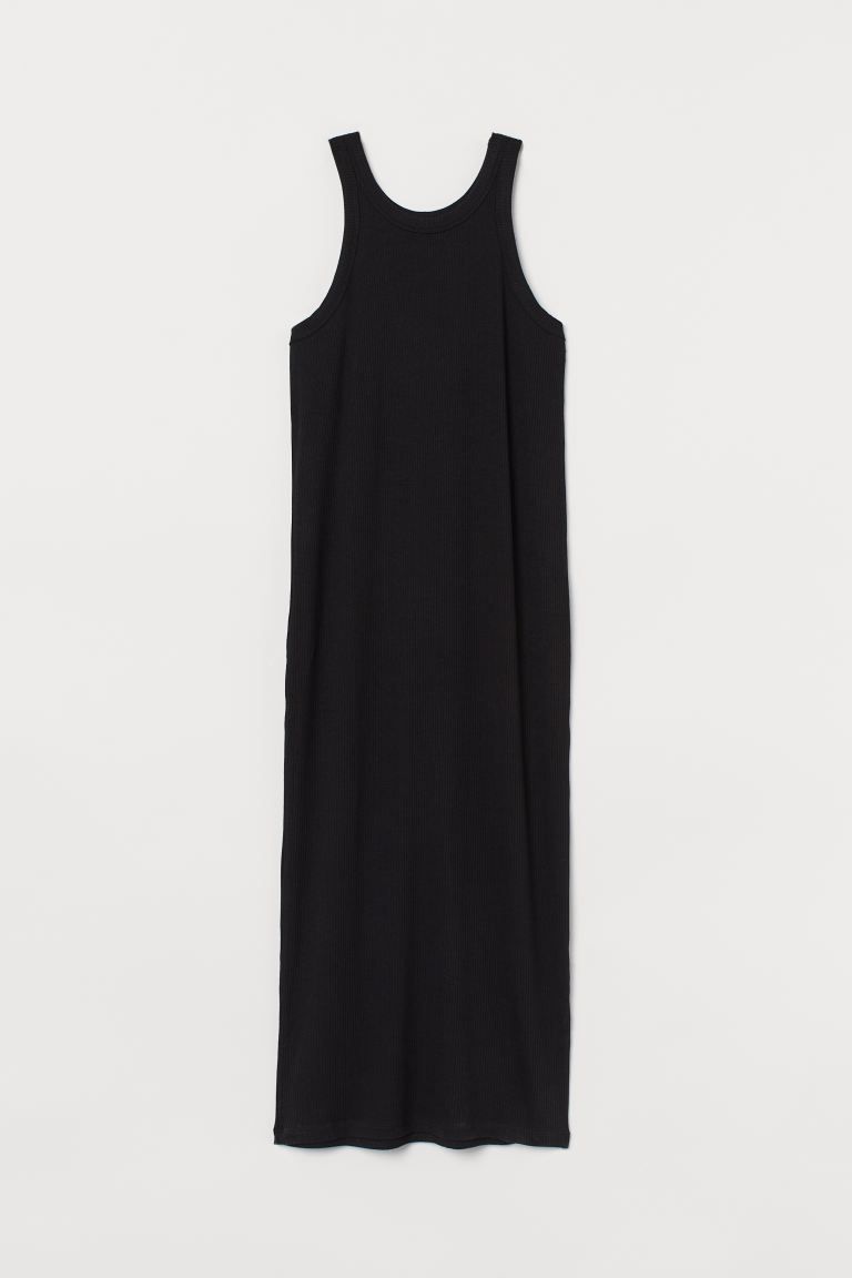 Sleeveless, fitted, calf-length dress in soft, ribbed viscose jersey. | H&M (US + CA)