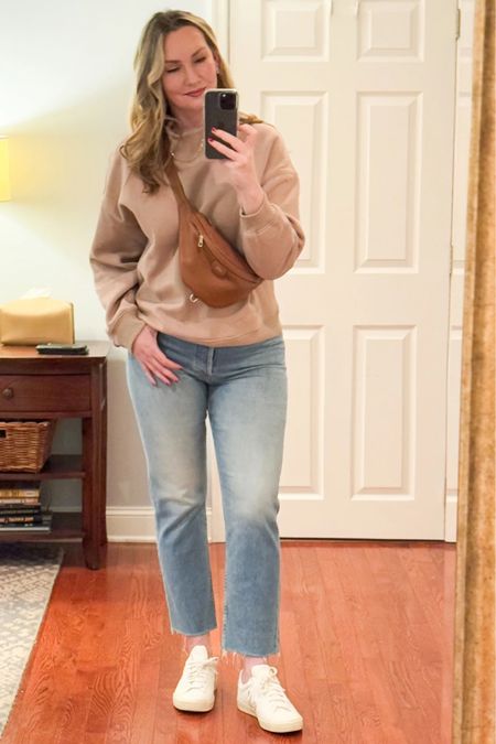 Splurge-worthy Mother Denim paired with classic neutrals for an everyday casual outfit  

#LTKfindsunder100 #LTKover40 #LTKmidsize