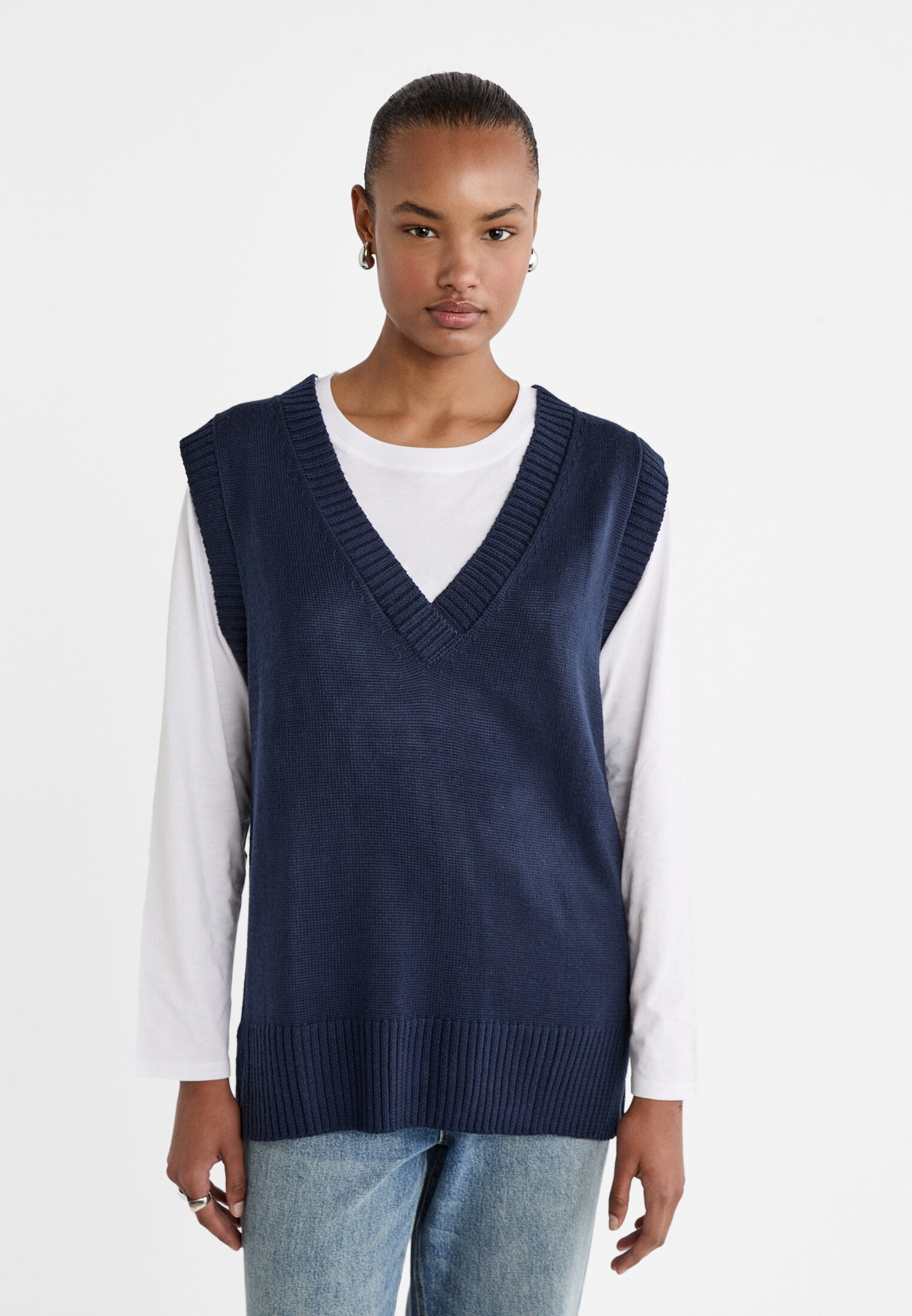 Oversized knit waistcoat | Stradivarius (UK)
