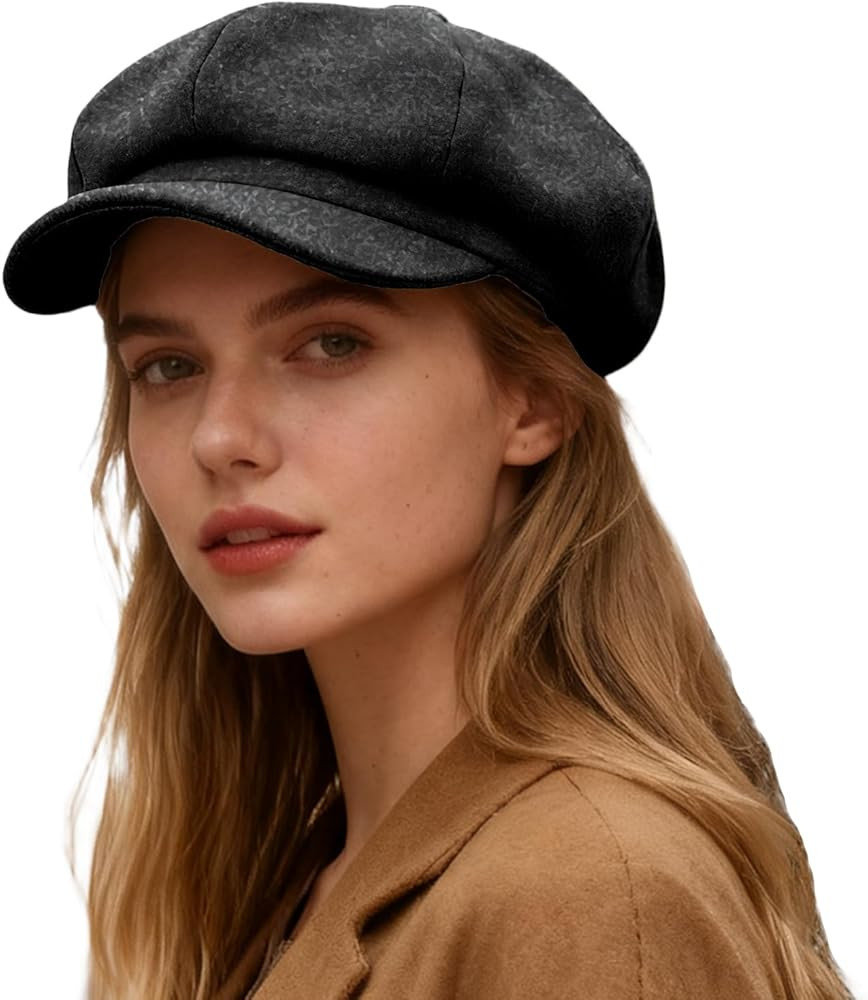 Women\u2019s Newsboy Cap,Wool Retro Vintage Solid Color Denim Hat Flat Cap Visor Painter Beret Ha... | Amazon (US)