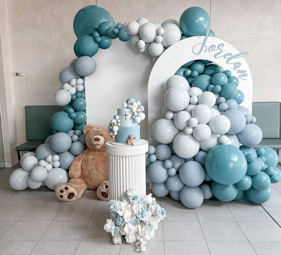 Dusty Blue Balloon Garland Blue White Balloon Arch Double Stuffed Latex Balloons Slate Blue Ballo... | Amazon (US)
