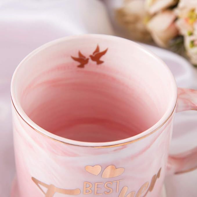 Best Teacher Ever Pink Marble Ceramic Coffee Mug (11.5oz) and Coasters Set - Teacher Gifts - Teac... | Amazon (US)