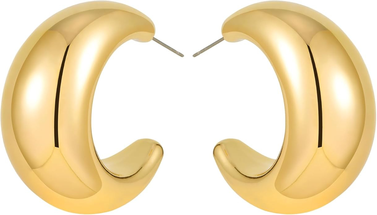 Ascona Drop Earring Extra Large Big Chunky Gold Hoop Earrings for Women Girl, Lightweight Hypoall... | Amazon (US)