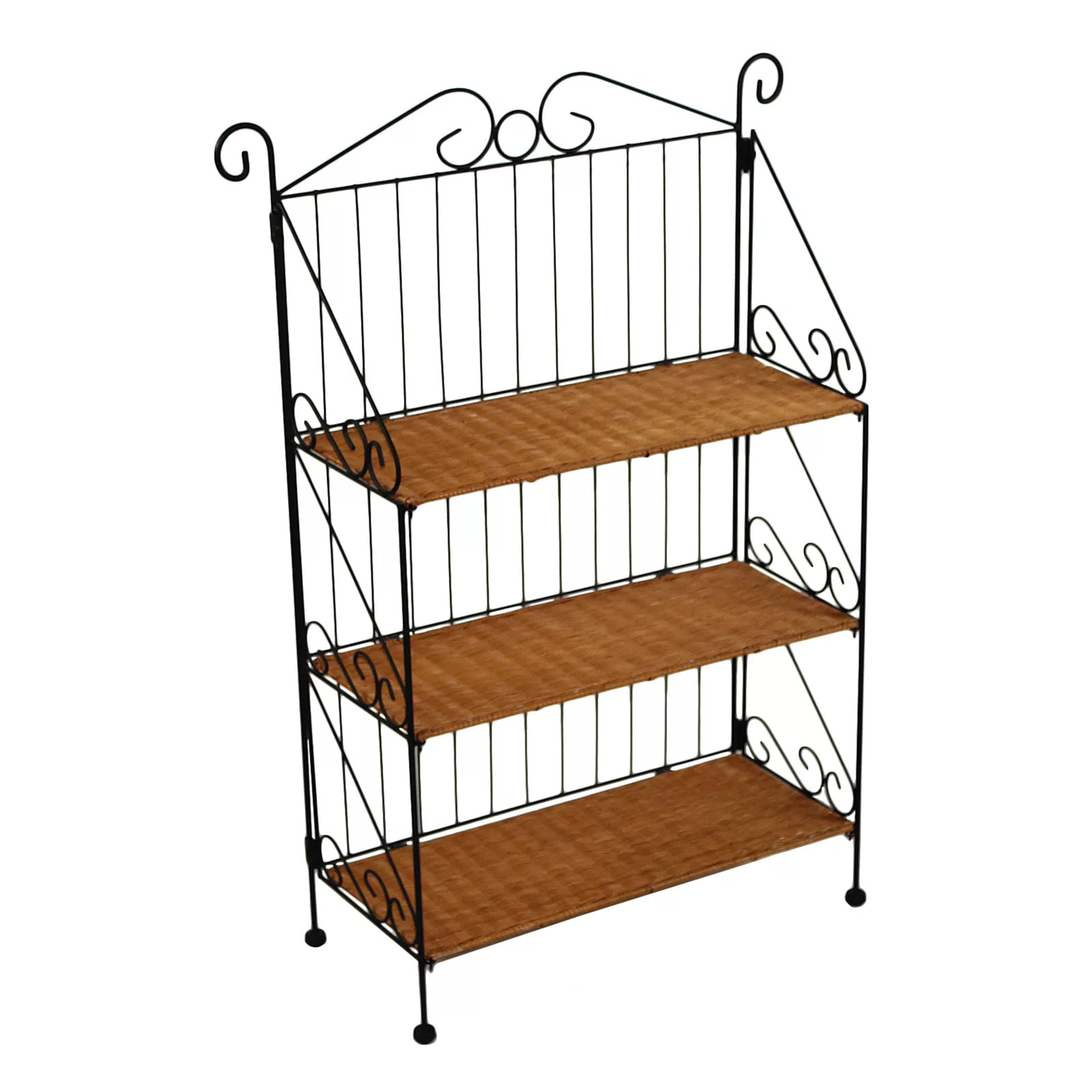 3-Tier Wicker Bookcase, Black, Furniture | Kohl's