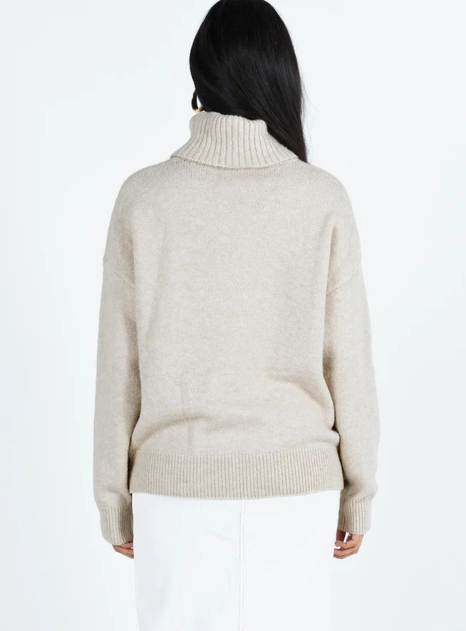 Oswin Turtleneck Sweater Oatmeal | Princess Polly US