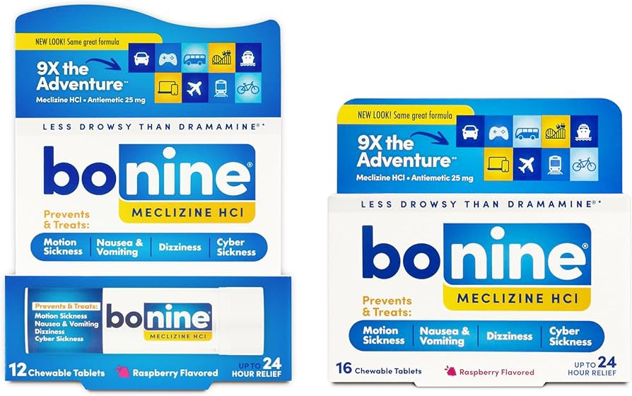 Bonine Non-Drowsy Motion Sickness Relief - Chewable Tablets with Meclizine HCL 25mg - Non Drowsy ... | Amazon (US)