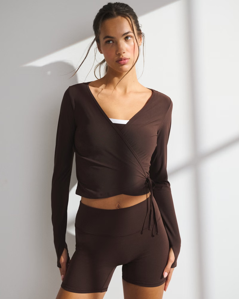 Women's YPB Long-Sleeve Mesh Wrap Top | Women's New Arrivals | Abercrombie.com | Abercrombie & Fitch (US)