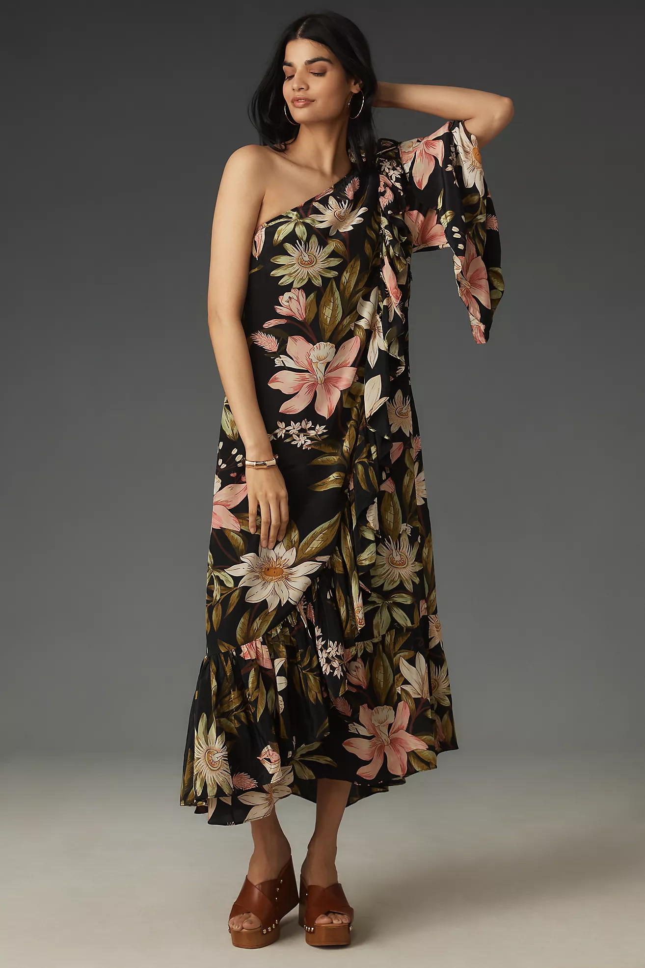 Farm Rio One-Shoulder Ruffle-Hem Dress | Anthropologie (US)