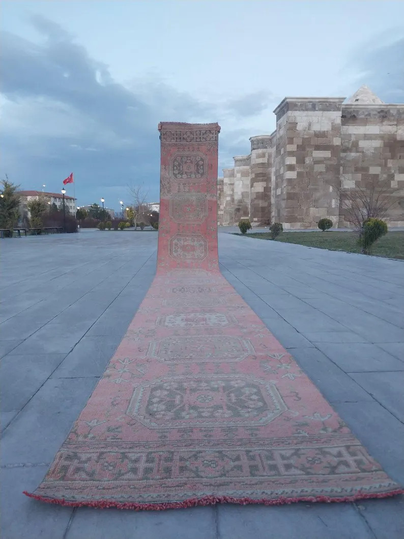 Vintage Turkish Runner Rug. Handwoven Wool Pastel Extra Stair Hallway Boho Decor, 3x20 Ft - Etsy | Etsy (US)