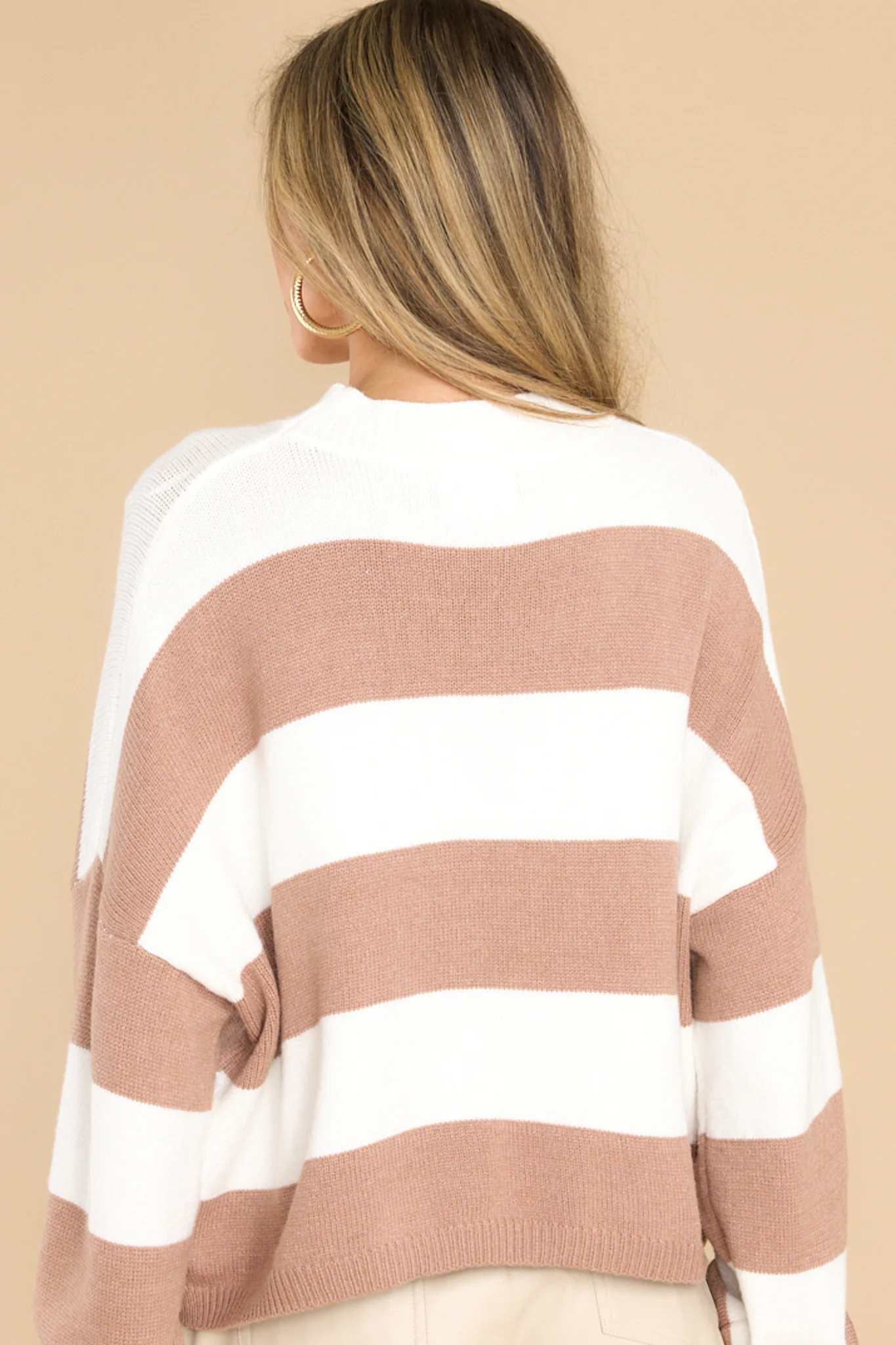 For A While Brown Stripe Sweater | Red Dress 