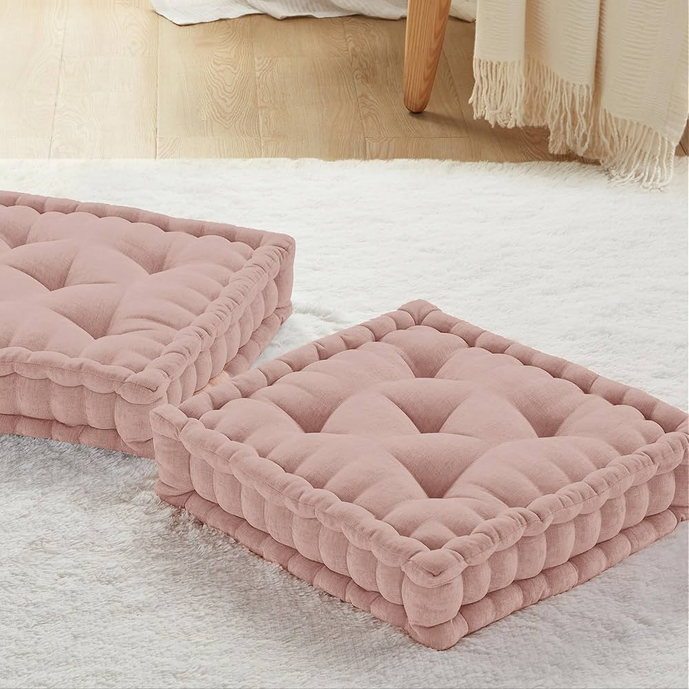 Codi INNA Floor Cushions for Adults, Large Pillows Seating for Meditation, Square Tufted Chenille... | Amazon (US)