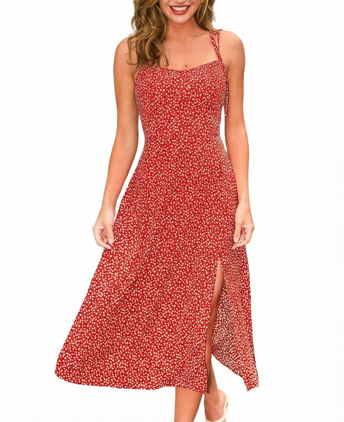 Cupshe Women's Heating Up Polka Dot Midi Beach Dress - Red | Macy's