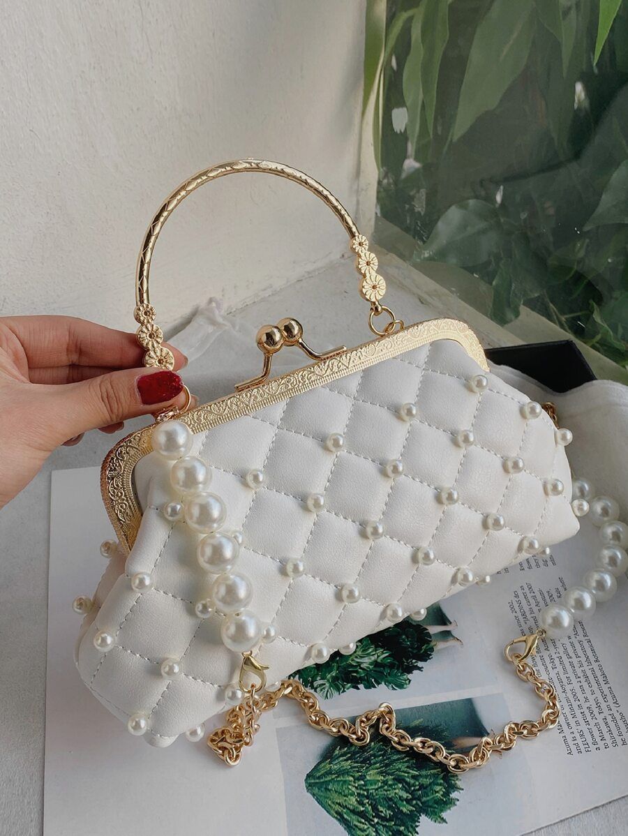 Mini Faux Pearl Decor Quilted Satchel Bag SKU: sg2202243909416436(100+ Reviews)$16.00Make 4 payme... | SHEIN
