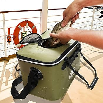 Fishing Bucket,Foldable Fish Bucket, Multi-Functional EVA Fishing Bag for Outdoor, Live Fish Lures B | Amazon (US)