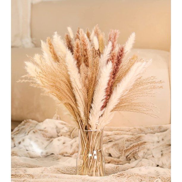 MagicDecor 85Pcs Boho Home Decor Dried Flowers Arrangements White & Natural Pampas Grass, Reed, B... | Walmart (US)