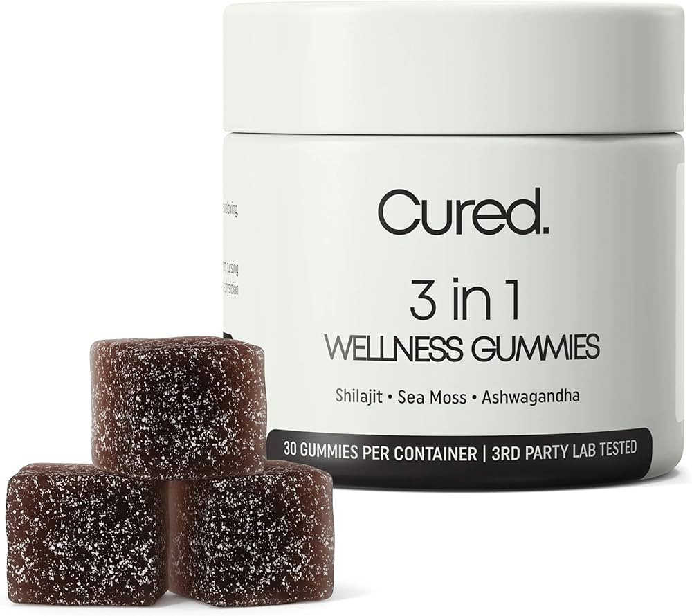 Cured 3 in 1 - Pure Himalayan Shilajit Gummies for Men & Women | Sea Moss Ashwagandha, & Manuka H... | Amazon (US)