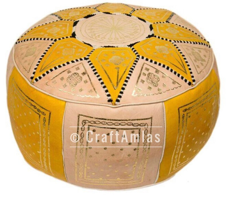 40%OFF--- Yellow Premium Handmade Ottoman, Amazing Morrocan LEATHER Ottoman Pouf Footstoole, marr... | Etsy (US)