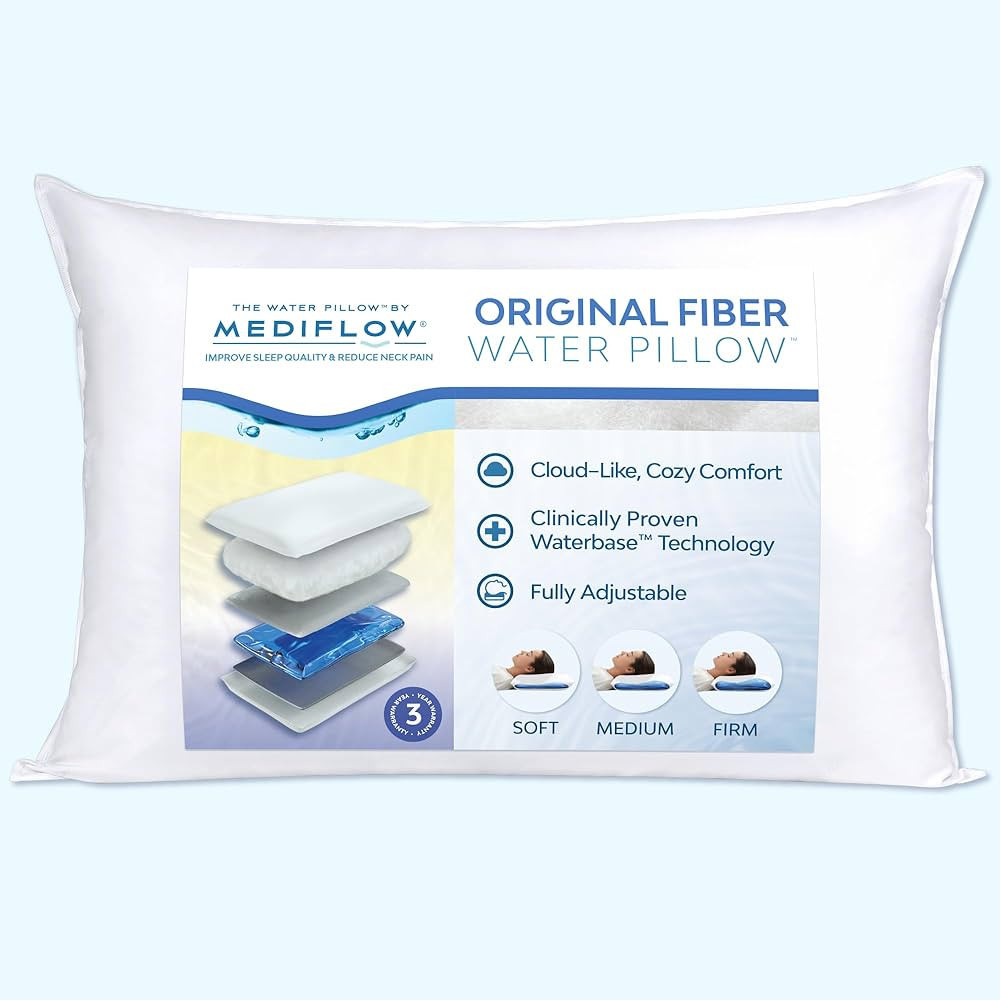 Mediflow Fiber Water Pillow - Adjustable Pillow for Neck Pain Relief, Pillow for Side, Back, and ... | Amazon (US)