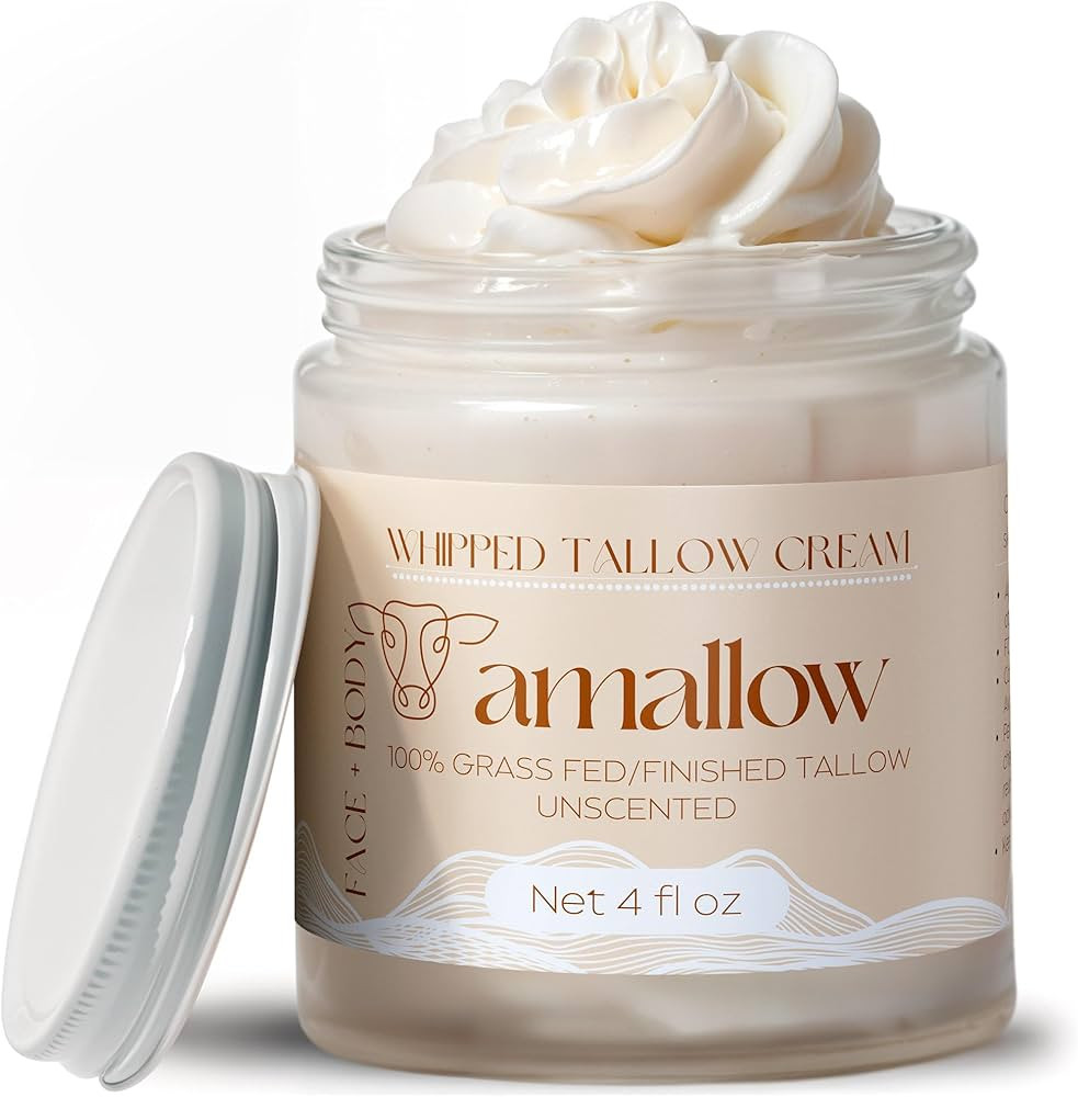 Amallow 100% Grass Fed Beef Tallow for Skin Care - Face + Body - Whipped Moisturizer for Sensitiv... | Amazon (US)