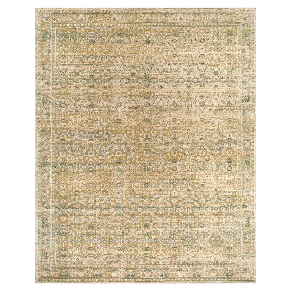 Carrigan Updated Traditional Green Wool Oushak Patterned Rug - 9'10"x12'6" | Kathy Kuo Home