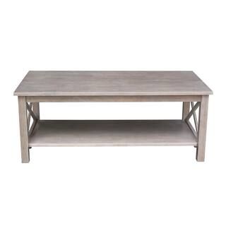 International Concepts Hampton 46 in. Weathered Taupe Gray Large Rectangle Wood Coffee Table with... | The Home Depot