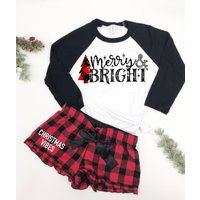 Christmas Buffalo Plaid Pajamas, Womens Christmas Pajamas, Eve Shirt, Outfit | Etsy (US)