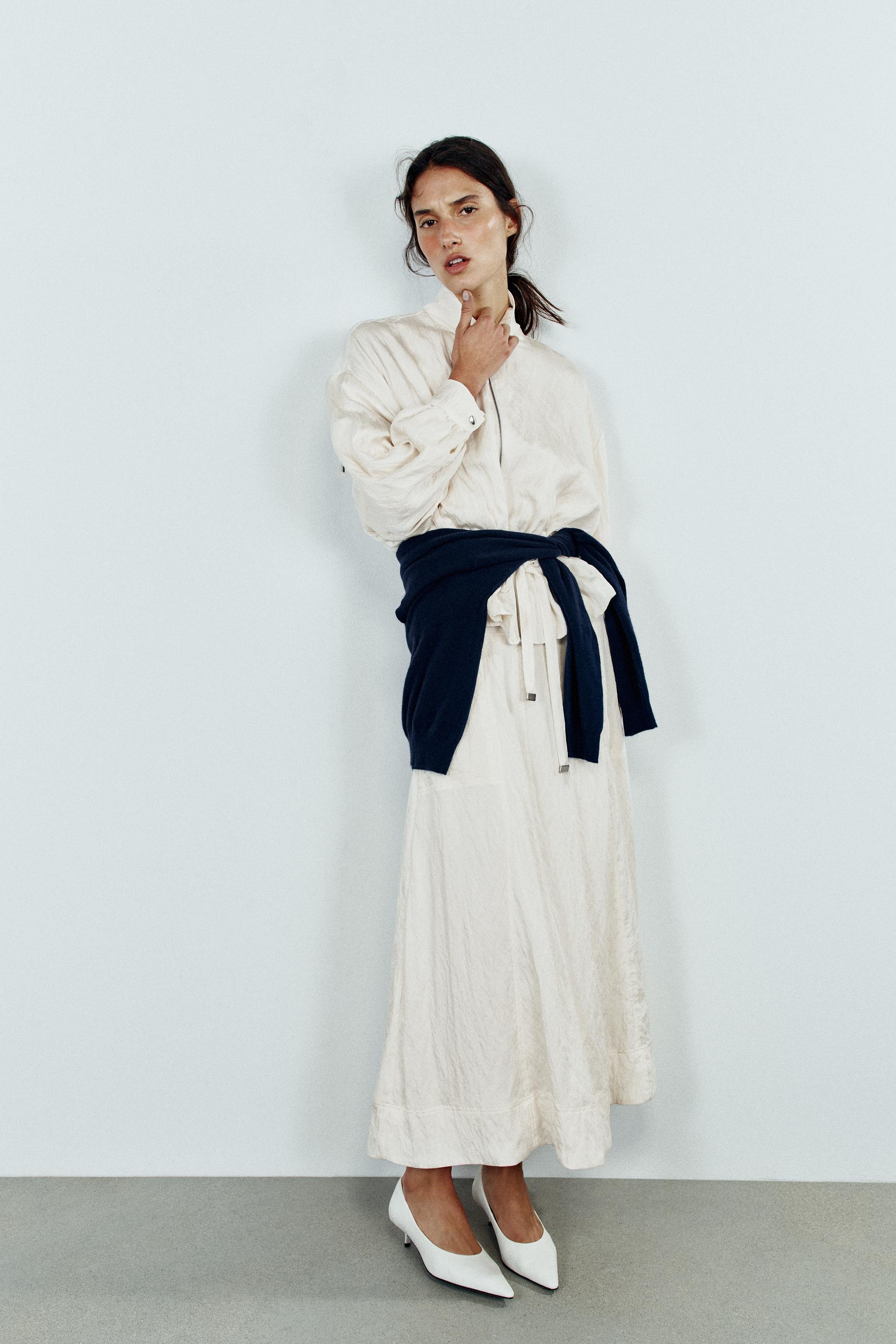 CRUMPLED EFFECT DRAWSTRING BOMBER JACKET | Zara US