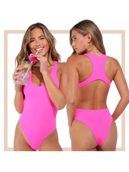 Hot pink cutout cheeky one piece swimsuit 

#LTKfindsunder100 #LTKtravel #LTKswim
