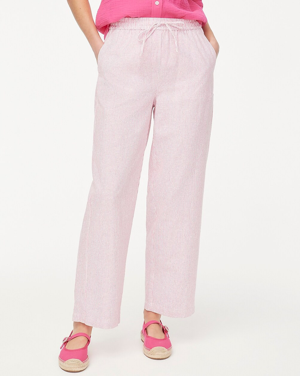 Petite linen-blend slim wide-leg drawstring pant | J.Crew Factory