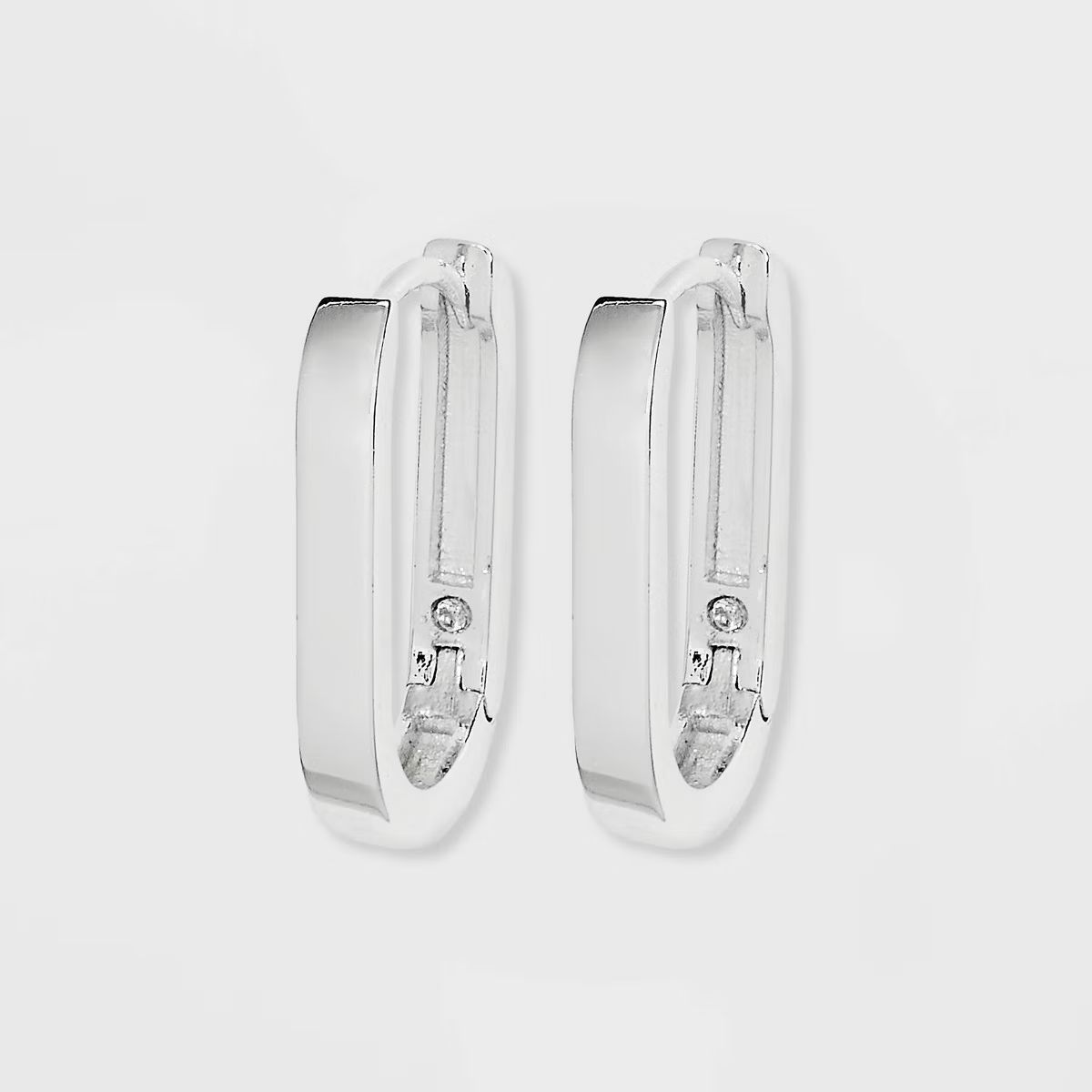 Silver Plated Oval Hinged Endless Hoop Earrings - A New Day™ Silver | Target