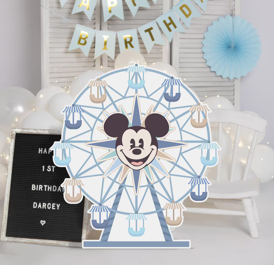 Printable Mickey Ferris Wheel Cutout, Disneyland Birthday Party Stand up Prop, Mickey Baby Shower... | Etsy (US)