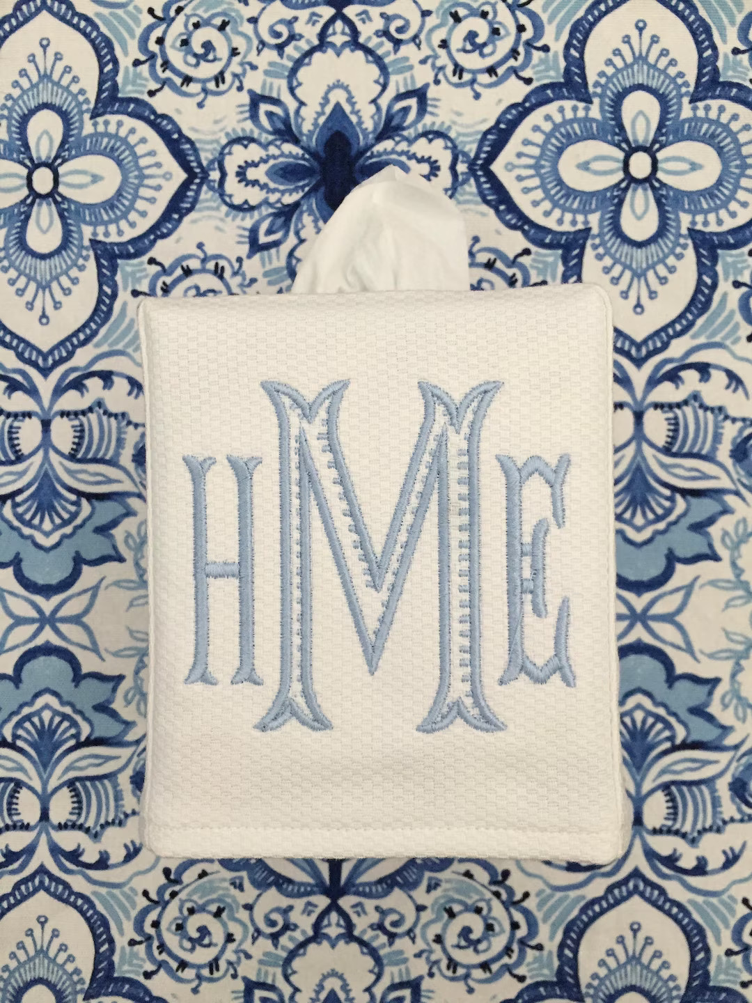 Monogrammed Linen Tissue Box Cover Bookman Monogram, Monogrammed Gift-personalized Gift-hostess G... | Etsy (US)