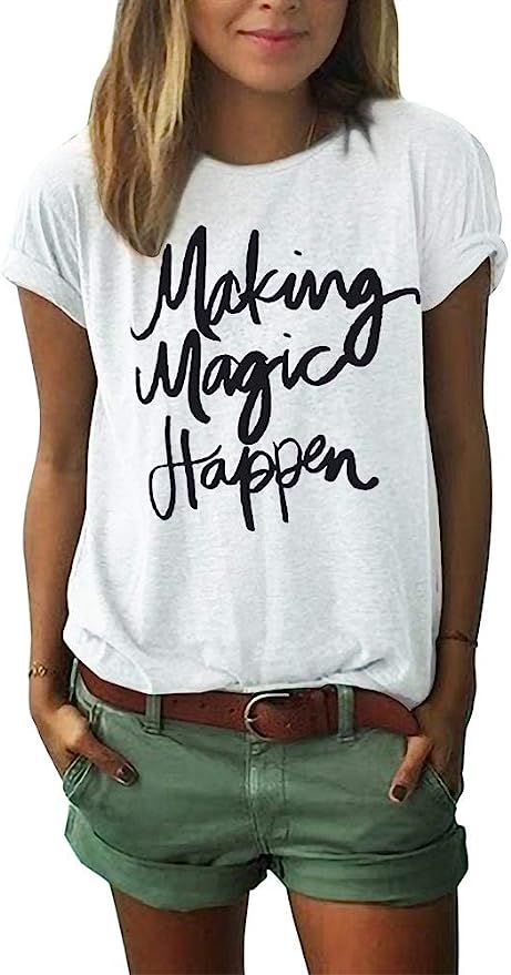 ZAWAPEMIA Making Magic Happen Shirt Women Short Sleeve Cute Funny Vacation Tee T-Shirt | Amazon (US)