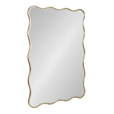 Kate & Laurel All Things Decor 24"x36" Viona Rectangle Scalloped Mirror Gold: Elegant Wavy Design, No Assembly Required | Target