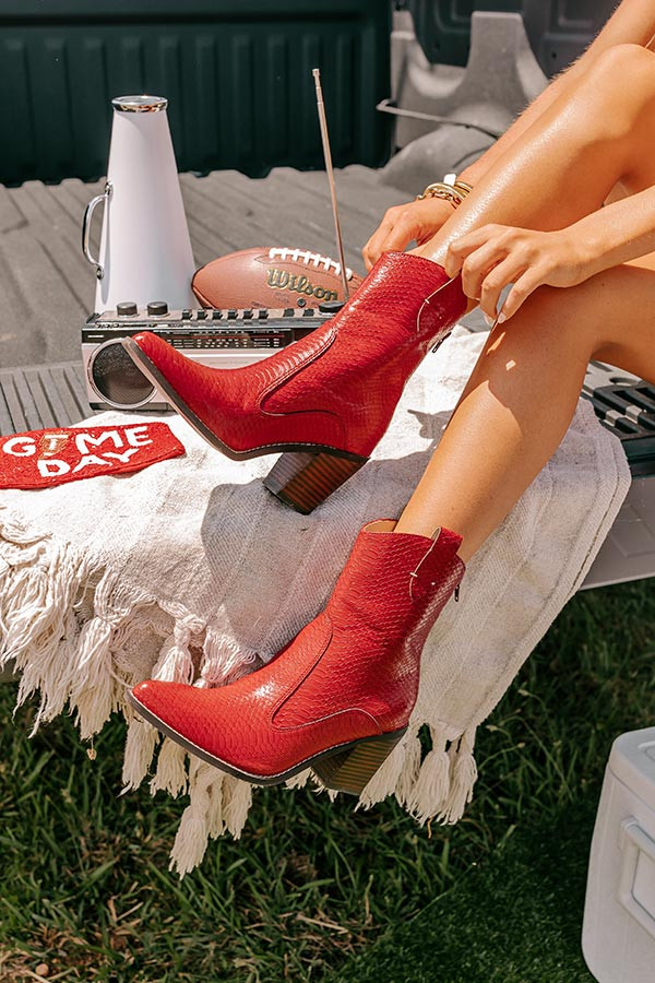 The Jane Faux Leather Cowboy Boot in Crimson | Impressions Online Boutique