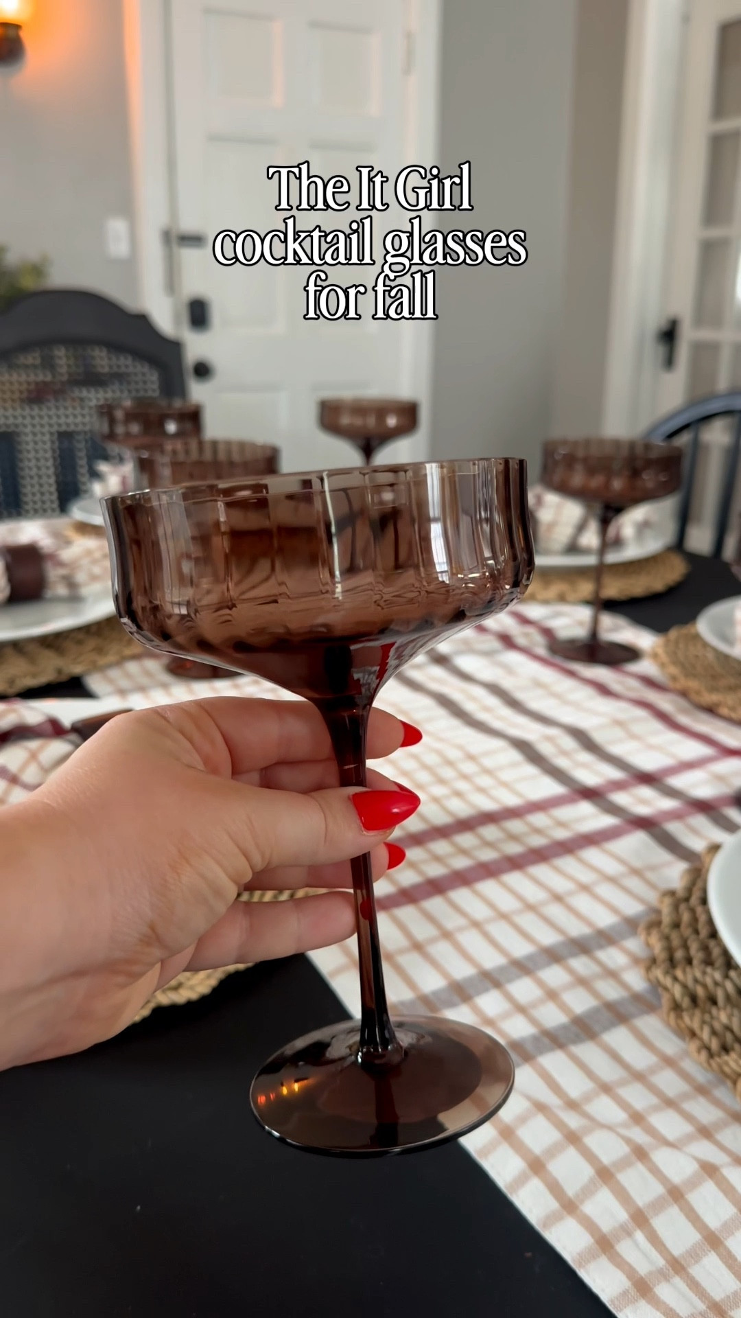 These brown, long stem coupe glasses are THAT GIRL this fall! Perfectly upscale without the upscale price tag. They’ll elevate any girls night or holiday celebration 🍸 cheers! 

#LTKFindsUnder50 #LTKSeasonal #LTKHome