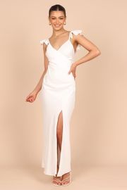 Peony Frill Cap Sleeve Maxi Dress - Off White | Petal & Pup (US)