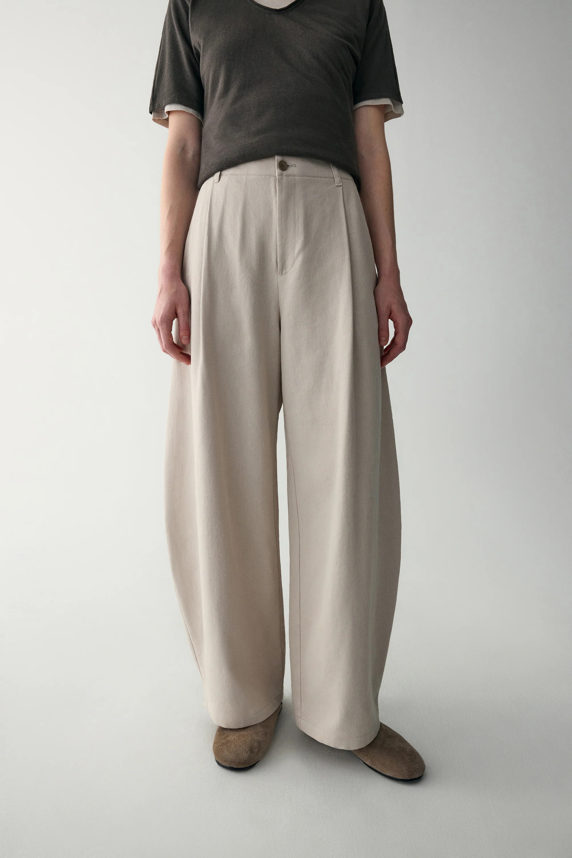 Linen Wide-leg Barrel Pants | INSIS