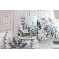 Winter Cabin Christmas Ceramic Coffee Mug, Holiday Festive Xmas Gift For Lovers | Etsy (US)