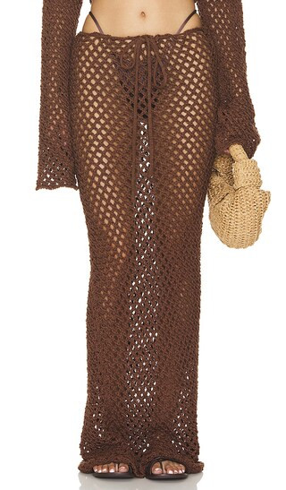 Magen Skirt in Dark Brown | Revolve Clothing (Global)