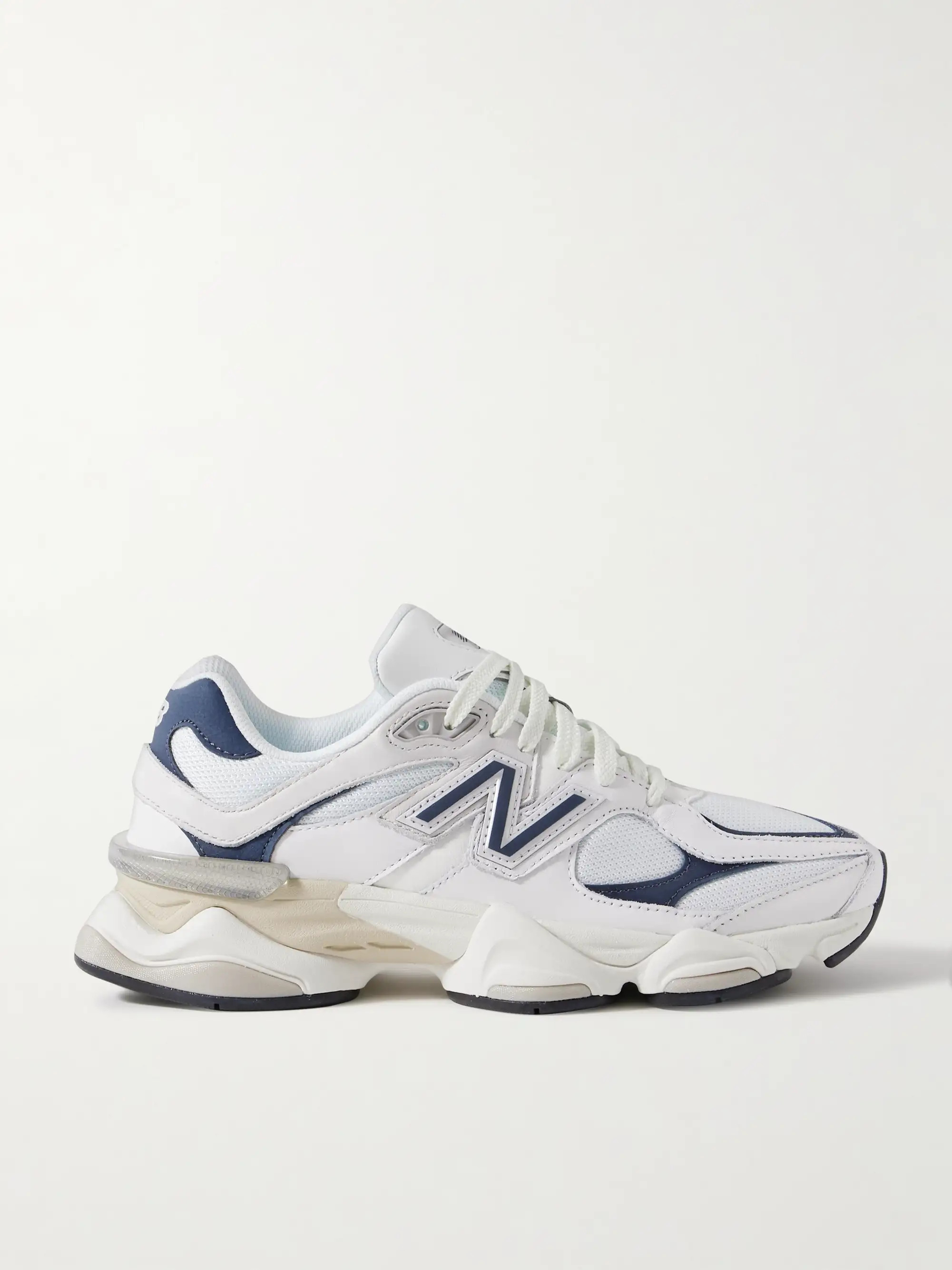 9060 nubuck-trimmed leather and mesh sneakers | NET-A-PORTER (US)