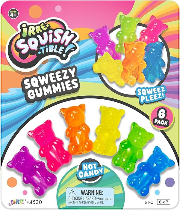 JA-RU Mini Gummi Bears Pencil Toppers for Kids (1 Pack, 6 Bears Each) Mochi Squishy Toys. Stress ... | Amazon (US)