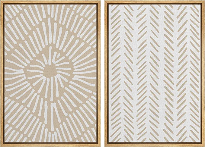 SIGNWIN Framed Canvas Print Wall Art Set Tan White Tropical Geometric Collage Abstract Shapes Coz... | Amazon (US)