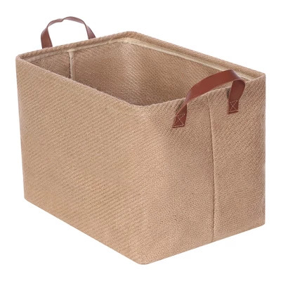 Unique Bargains Fabric Organizing Closet Storage Storage Cube with Handles 1 Pc Brown Plain Weave 15*10.5*11in | Target