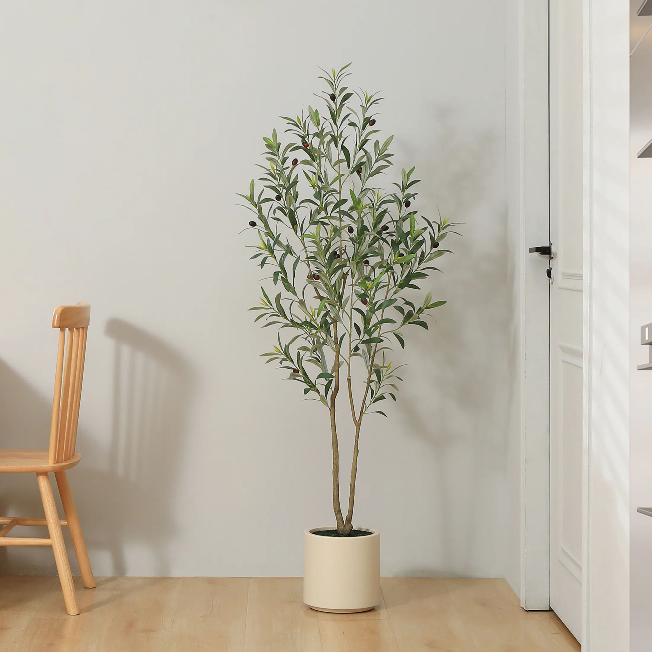 Adcock Faux Olive Tree in White Planter, Lifelike Fake Olive Plant for Indoor and Outdoor Decor | Wayfair North America