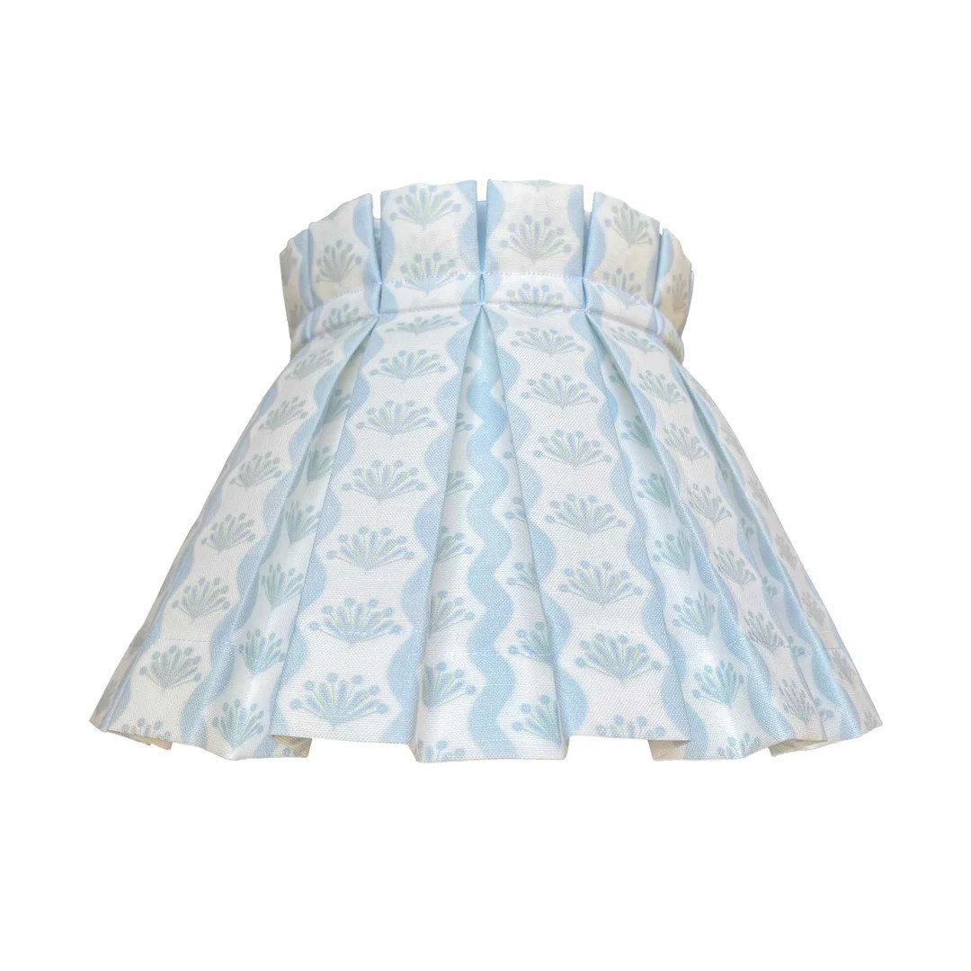 Box Pleat Baby Blue Floral Motif Lampshade | Linen-cotton Blend - Etsy | Etsy (US)