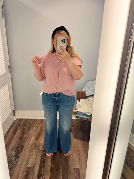 You guys! These Mother jeans are shockingly good for the midsize girlies. I have never worn wide leg jeans in my life, but thought I would give these a whirl, and they are so good! They’re pricy but the quality is impeccable and they give your booty a nice lift too! 10/10 
I’m normally a size 14/16 and I’m wearing  a size 32. 

#LTKMidsize #LTKPlusSize