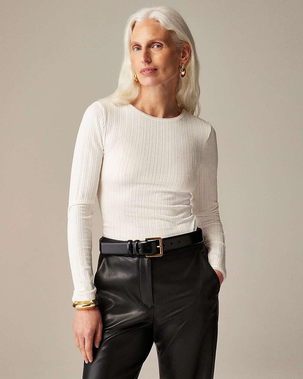 Pointelle long-sleeve T-shirt | J. Crew US
