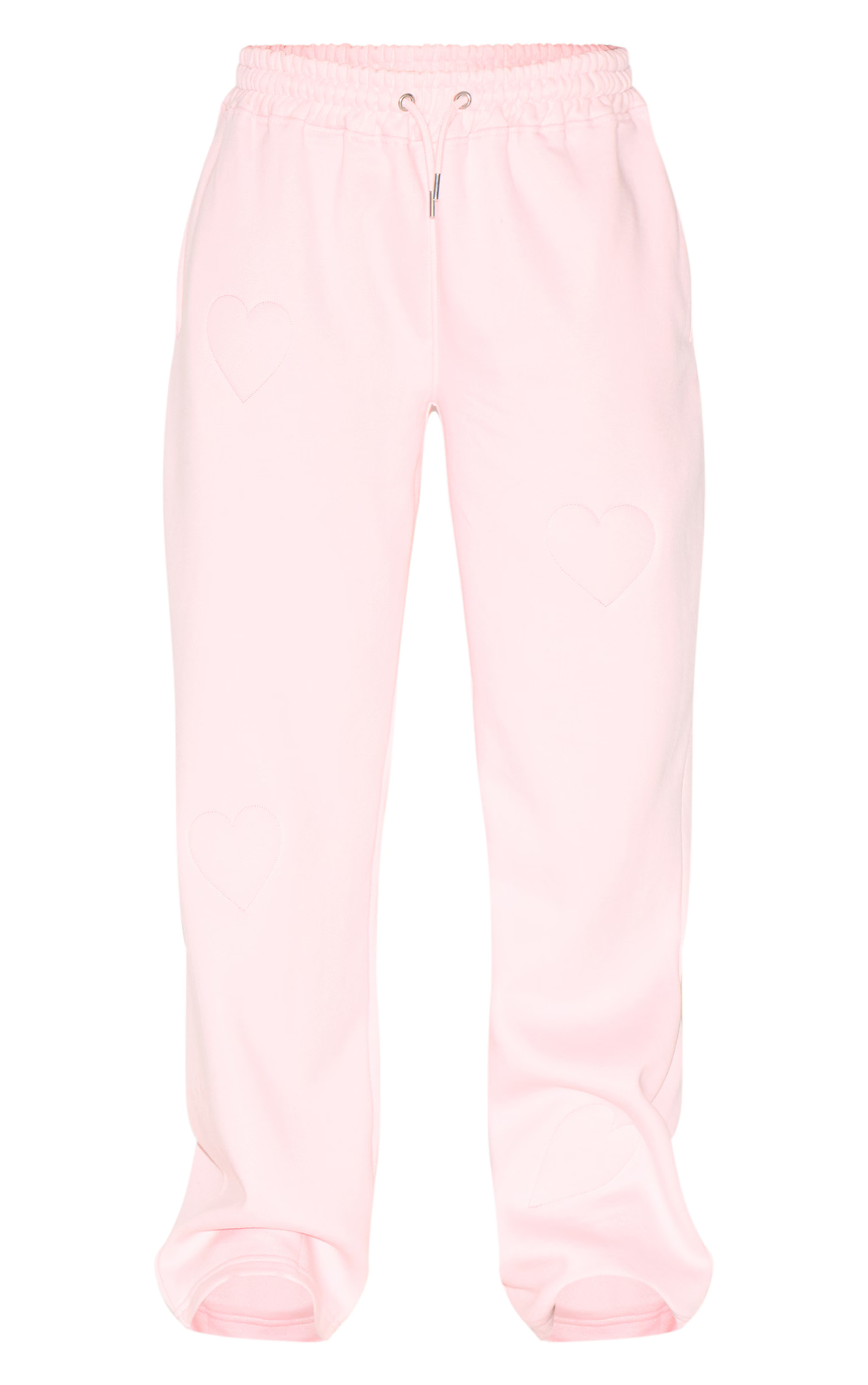 Baby Pink Embossed Heart Wide Leg Sweatpants | Sweat | PrettyLittleThing US