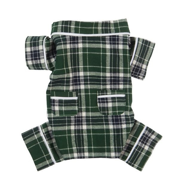 Fab Dog Plaid Dog Pajamas, Green, Back Length 8-in - Chewy.com | Chewy.com